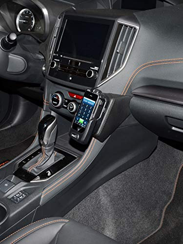 KUDA Handyhalterung passend für Subaru XV/Impreza ab 2017 - Telefonkonsole für Smartphones, Handys, Navi und mehr – Kunstlederkonsole, schwarz, 3275