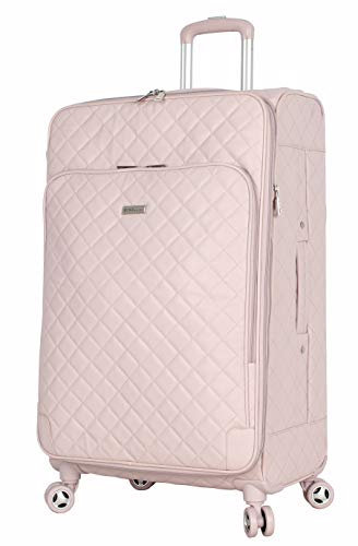 BCBGeneration Grande bagaglio di design con ruote girevoli, da donna, espandibile, morbido, 71 cm, leggero, a quadri, Rosa, 28in