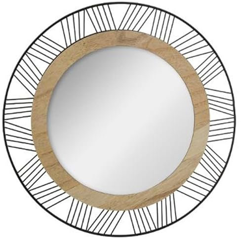 Paris Prix Atmosphera Créateur d'intérieur - Miroir Rond en Métal & Bois Joe 45cm Noir