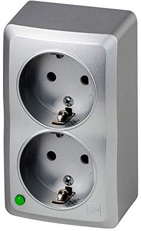 Aufputz Zweifach Schuko Steckdose IP20 16A 230V silber serie BERG