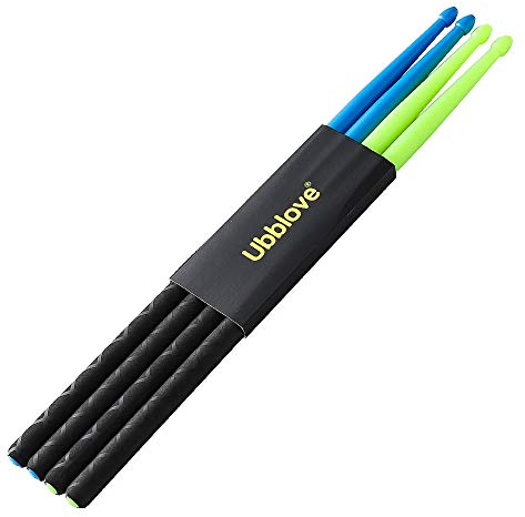 Ubblove Nylon Drumsticks 5A 2 pair with ANTI-SLIP Handles for Drum Light Durable Plastic Exercise 2 Pair Drum Sticks for Kids Adults Musical Instrument Percussion Accessories (Blue and Green)