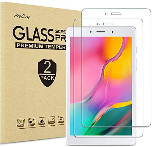 Procase Verre Trempé Samsung Galaxy Tab A 8 2019, Modèle: SM-T290, Film Protection Screen Protecteur, 【Lot de 2】 Anti Rayures Sans Bulles 0.33mm Épaisseur Dureté 9H