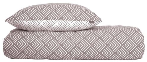 Schiesser Bettwäsche 155x220 cm | 100% Baumwolle | Taupe | Grafikprint | 2-teilig | Renforcé | 155x220 cm + 80x80 cm | angenehm weich & glatt | pflegeleicht & atmungsaktiv | OEKO-TEX® MADE IN GREEN