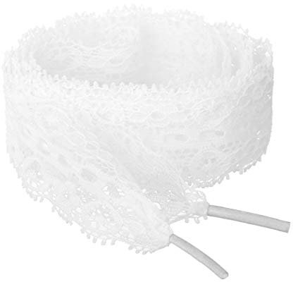 sourcing map 2 paia di lacci per scarpe da donna, piatti, con motivo floreale, in pizzo, bianco, 110cm/43.31