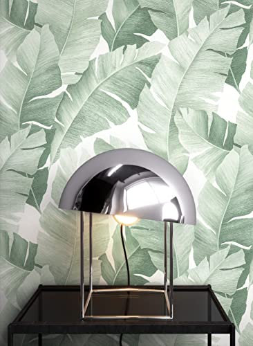 NEWROOM carta da parati Verdi Giungla Tessuto non Tessuto - Tropicale Bianchi Foglie Palme Floreale