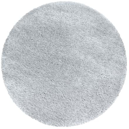 Carpetsale24 Teppich Wohnzimmer Shaggy Einfarbig Design 160 cm Rund Silberfarbe - Hochflor Teppich Schlafzimmer Luxuriöse Kuschelig und Super Weich Langflor 50 mm Florhöhe - Flauschiger Teppich Rund