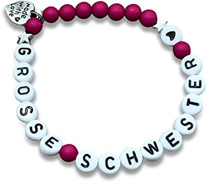 Majas Perlen Bruder Schwester Perlenarrmband Handmade - Geschwister Armband mit Herz- personalisierbar & individuell anpassbar - Geschenkidee