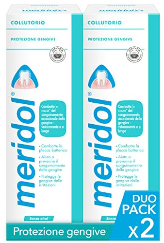 Meridol Liquido Collutorio Protezione Gengive 400ml, Combatte il sanguinamento e l'infiammazione gengivale, Agisce velocemente, Formula a doppia azione, Effetto antibatterico, Senza alcol