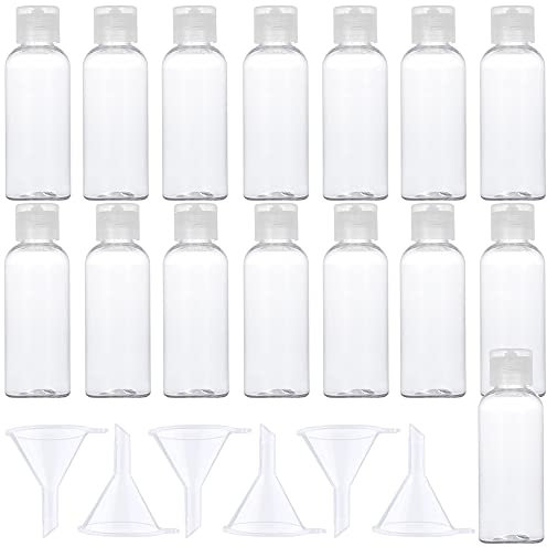 CENRONG Clear Travel Bottle,15Pcs 50ml Transparent Flip Cap Bottles Leak Proof Refillable Empty Bottles Plastic Sample Bottle for Travel or Cosmetic