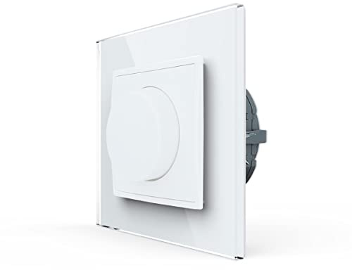 LINA Universal Dimmer Drehdimmer Lichtdimmer Schalter Unterputz weiß Glas Rahmen für LED, Halogen von Luxus-Time