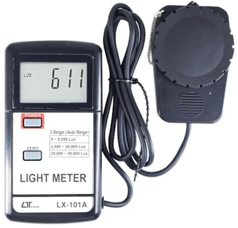 Luxmetro digitale (gamma: 50.000 Lux) per auditorium, teatri, stadi, anfiteatro, sale OT insieme al certificato di calibrazione di fabbrica Modello: Lutron LX-101A