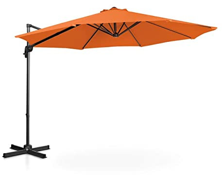 Uniprodo UNI-UMBRELLA-2R300OR-N | Ampelschirm | Sonnenschirm | Orange rund Ø 300 cm neig- und drehbar | Gartenschirm | Terrassenschirm | Sonnenschutz für Balkon, Terrasse & Garten | Pendelschirm