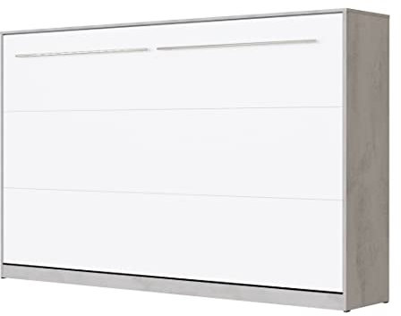 SMARTBett Schrankbett Standard 90x200 120x200 140x200 160x200 Bettschrank Wandbett Beton/Weiss 120 Horizontal