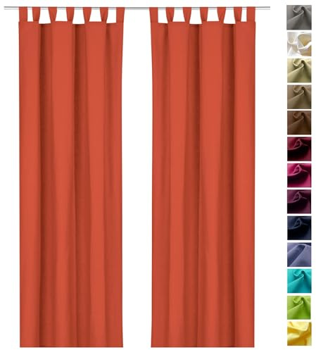 heimtexland ® Dekoschal Baumwolle Uni Blickdicht Vorhang Schlaufenschal Gardine Terra HxB 160x125 Typ625