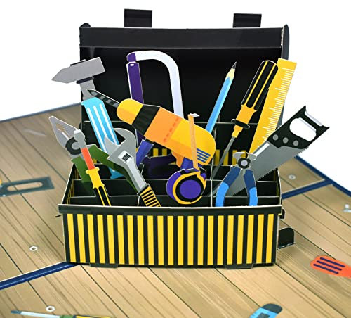 GREETING ART Pop Up Karten Technik, Vatertag Karte, Pop Up Vatertag Karte,Pop Up Karten Geburtstag, 3D Grußkarten Geburtstagskarte Gutschein Geschenk, Werkzeugkoffer
