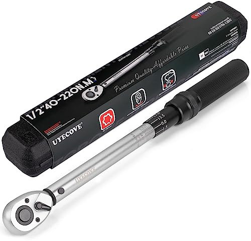 UYECOVE 1/2 Click Torque Wrench, 40-220NM/29.5-162.4FT.LB for Car & Motorcycle & LKW with Storage Case