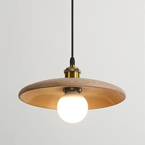 Wooden Ceiling Light Pendant Lighting Chandelier Modern Simple E27 Base Hanging Lamp Fittings Kit for Dining, Kitchen Island, Living Room, Hotel, Restaurant (28CM, Wood Color)