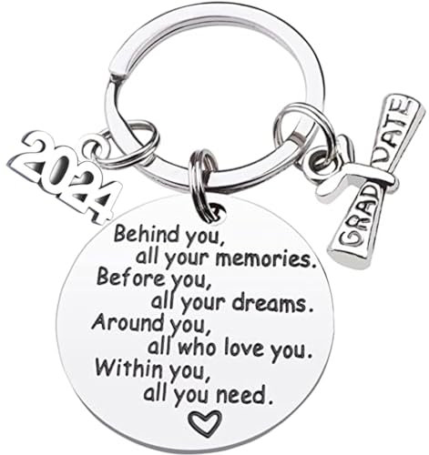 Tecreo Klasse von 2024 Graduation Schlüsselanhänger für Senior 2024 Graduation Geschenke für Sie/Ihn, inspirierende Geschenke für College Graduation oder High School Graduation, Edelstahl