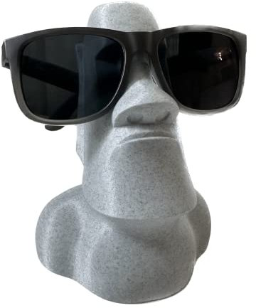 LAYERSMITH® MOAI Brillenhalter in Farbe Granitgrau [MADE IN GERMANY] Brillenständer aus Biokunststoff | Schreibtisch Dekoration | Geschenk | Dekoration & Ordnung zu Hause