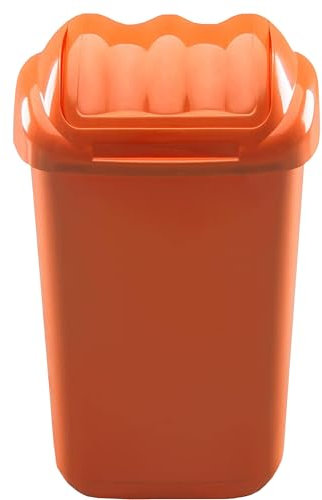 Home Centre Flip Top Plastic Waste Bin 30 Litre Orange Kitchen Office School Work Recycling Disposable Trash Dispenser Household Recyclable Rubbish Bin Easy Cleaning