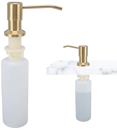 Distributeur de Savon pour évier, 300 ML Distributeur de Savon pour évier de Cuisine Intégré Bouteille de Savon Liquide pour évier de Cuisine(Or)