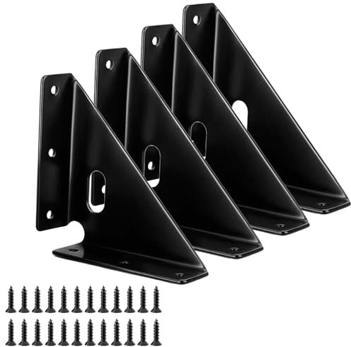 4 Stück robuste Zwickel-Gelenke, Trapezi-Eckcode, Halterung, Eckstrebe, Halterung, Möbelregalstütze, Gelenkbefestigungen für Tisch, Stuhl, Schrank, Bett, Stabilisierung (schwarz)