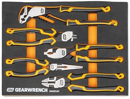 GEARWRENCH 5 Piece PITBULL Cushion Grip Pliers Set in Foam Storage Tray - GWMSPLR01