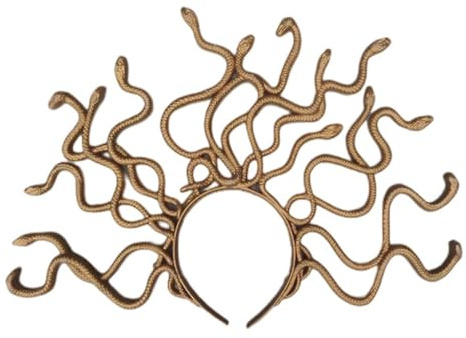 HIXNUG Medusa Serre-tête en plastique doré avec couronne de serpent gothique pour Halloween Cosplay