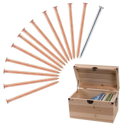 MFCGHXR 12 clavos de cobre grandes largos para matar árboles, puntas de extracción de tocones con 1 clavo de acero de 4 pulgadas, caja de almacenamiento incluida