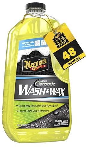 Meguiar's Hybrid Ceramic Wash & Wax - Sophisticated Car Wash Gently Cleans and Adds Shine and Slickness While Boosting Paint with Hybrid Ceramic Wax and Extreme Water Beading - 48oz