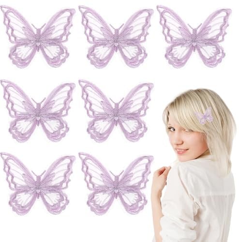 8 Stück Haarklammer Schmetterling Spitzen Schmetterlings Haarspange Lila Mini Butterfly Kinder und Mädchen Party Dekoration(Lila)