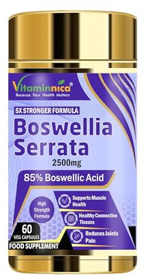 Vitaminnica Boswellia Serrata Capsules (2500mg 5:1 Extract)- 60 Vegan Capsules, 2 Months Supply, 85% Boswellic Acid, Indian Frankincense, Joint Support, Anti-Inflammatory