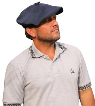 Sor pampa grill Boina tradicional gaucha. Tejida a mano con hilo de algodón. Diseño fabricado en Argentina, Azul, talla única