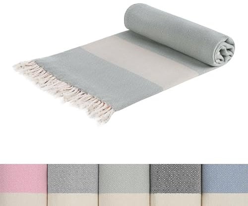 Edel Living hamamtuch Strandtuch aus 100% Baumwolle Kompakt & Leicht - Ultra saugfähig und schnell trocknend - Ideal als, handtücher, duschtücher, Saunatuch, Badetuch 95 x 200 cm (Green, 95 x 200)