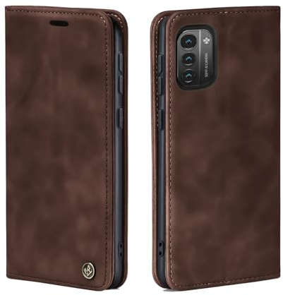 LBH Handyhülle für Nokia G11 / G21 in Dunkelbraun mit Karten- und Geldfach Smartphone Hülle mit Standfunktion Flip Case Schutzhülle Magnetverschluss Vintage