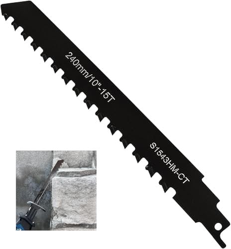 Lama per seghetto alternativo, in metallo duro, per mattoni, cemento, piastra di cemento, Einhell, Dewalt, Bosch, ecc. (240 mm (S1543HM)