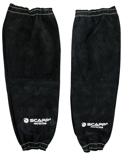 SCAPP Schweißerschutzärmel aus Rindspaltleder mit beidseitigen Gummibündchen, schwarz, 50-52cm lang, 1 Paar