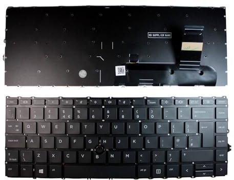 Power4Laptops Reino Unido con Pointer Negro Teclado de Repuesto para Ordenador portátil Compatible con HP EliteBook 840 G7