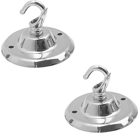 LEDSone Vintage 2 Pack Ceiling Rose Hook Plate Metal Chrome 75mm Chandelier Light Fitting with Pre-Drilled Holes for Mounting Chandliers Pendant Lights Wall Lamps Hanging Lights Planters