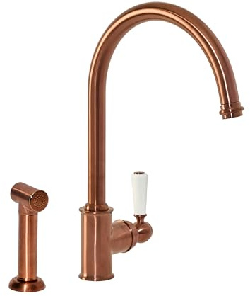 Milano Elizabeth Lever Handle Kitchen Sink Mixer Tap Swivel Spout Spray - Copper