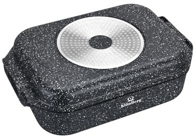 Klönberg 9L Antihaft-Backblech, BRATPFANNE, Schwanenhals, Induktion Gans Ente, mit Deckel KB 4034 SCHWARZ