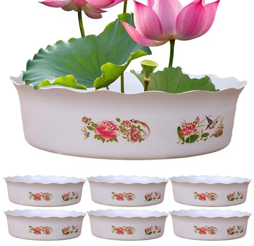 6 Macetas De Loto, Cuenco De Bonsái Sagrado, Flor De Loto, Cuenco De Loto De Estilo Chino, Macetero Hidropónico De 7 X 2,3 Pulgadas, Cuenco De Flor De Loto, Pecera, Cuenco De Lirio De Agua