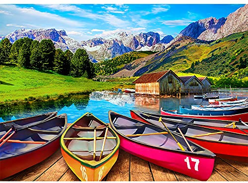 Puzzle 1000 pièces, Puzzle Adulte, Un Puzzle Difficile, Jeux de Puzzle pour Toute la Famille, Cadeaux pour Femmes, Cadeaux pour Hommes, thème : lac Alpin Italien