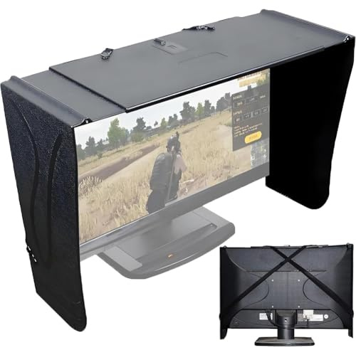 27-inch Display Monitor Hood Sunshade, Screen Sun Visor Adjustable Monitor Hood, Computer Displayshading Side Panel, Desktop Computer Privacy Cover, 41-69cm Adjustable width for Office and Play Games