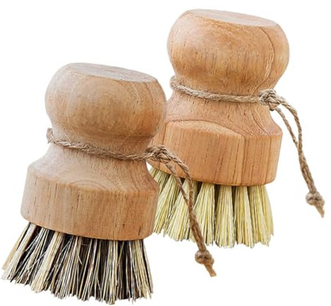 JEWEDECO Juego De 4 Cepillos Para Platos Cepillo De Madera Con Cerdas Suaves Para Limpiar Platos Cepillo Para Fregar Platos De Cocina