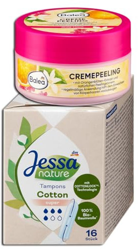 7er Pack: 6 x Tampons Cotton Super nature, 16 x 6 = 96 Stück + Cremepeeling, 200 ml
