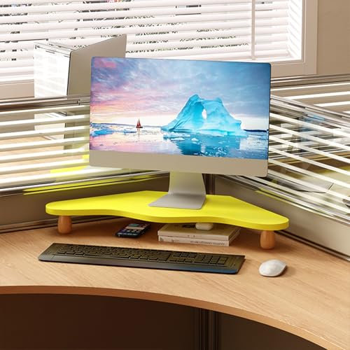 FHPEWXDG Eckmonitorständer, dreieckiger Monitorständer aus Holz für den Schreibtisch, platzsparendes Eckregal für den Computer-Desktop, ergonomische Laptop-Erhöhungen für Drucker/Faxgeräte