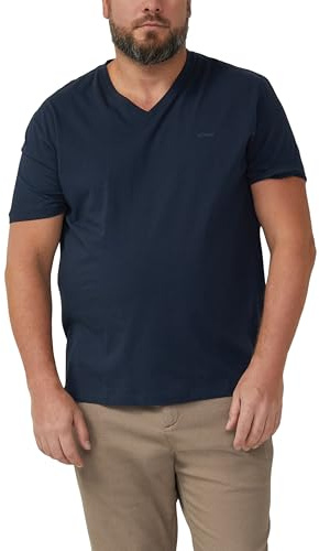 s.Oliver Baumwoll-T-Shirt mit V-Ausschnitt und Logoprint