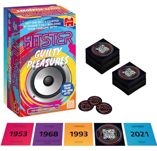 Hitster Guilty Pleasures - Gioco da tavolo per feste musicali, carte e quiz per i tuoi brani più amati e di formaggio, oltre 300 nuove canzoni, Guess the Song, Year & Artist - Giochi per adulti e