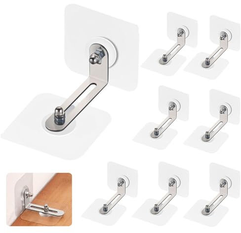 Gotetiso Set di 8 Ancoraggi da Parete per Mobili Staffe Antiribaltamento Adesivi Anti-Punta Cinghie di Sicurezza Senza Trapano Supporti Invisibili per Ripiani Muro per Fissaggio Scarpiere Armadi